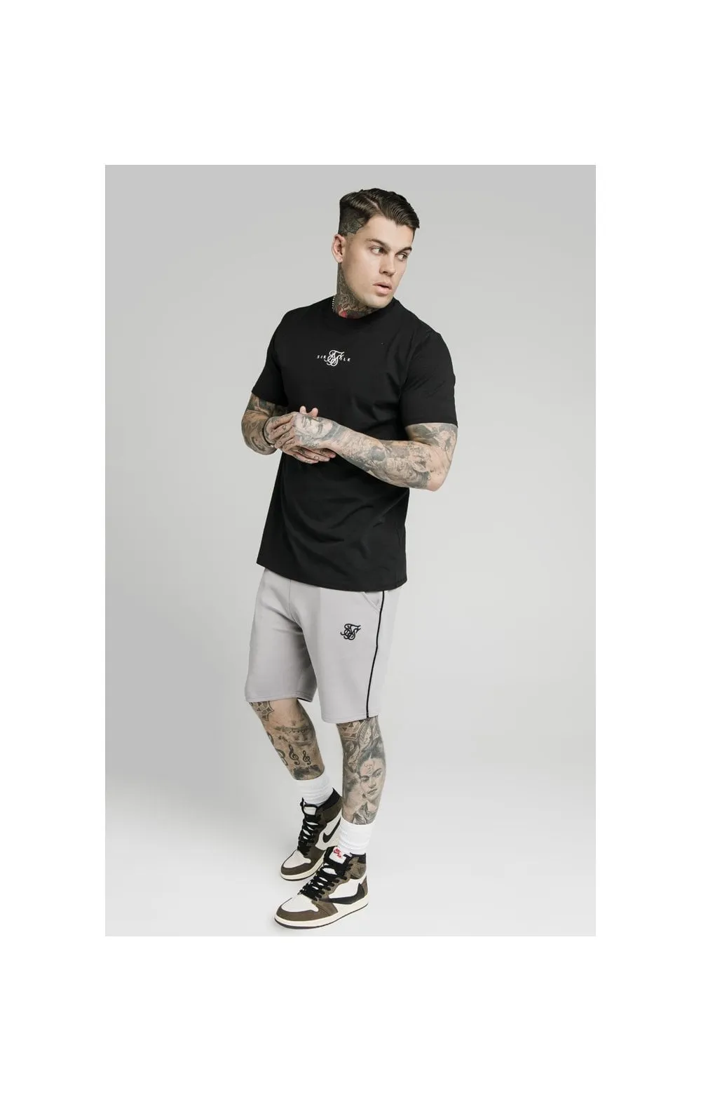 SikSilk Piped Poly Shorts - Grey Marl sold by Siksilk product image thumbnail 4