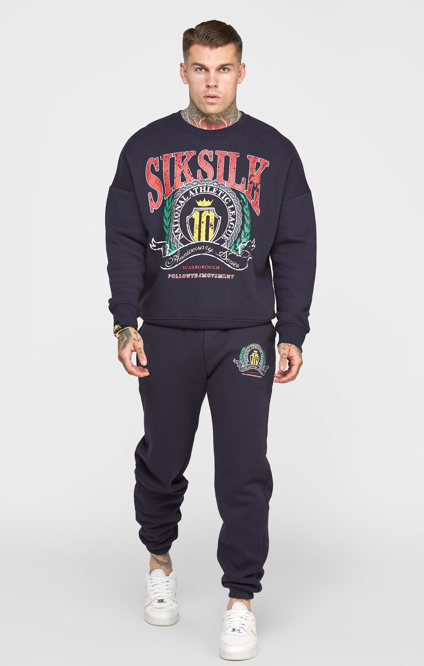 Navy Varsity Anniversary Print Relaxed Fit Jogger sold by Siksilk product image thumbnail 3