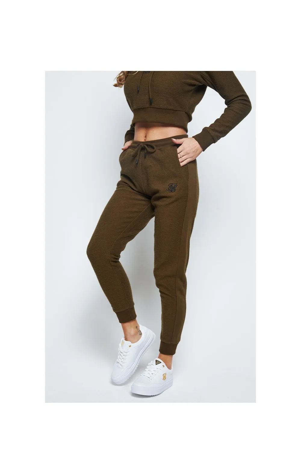 SikSilk Reverse Fleece Joggers - Khaki sold by Siksilk