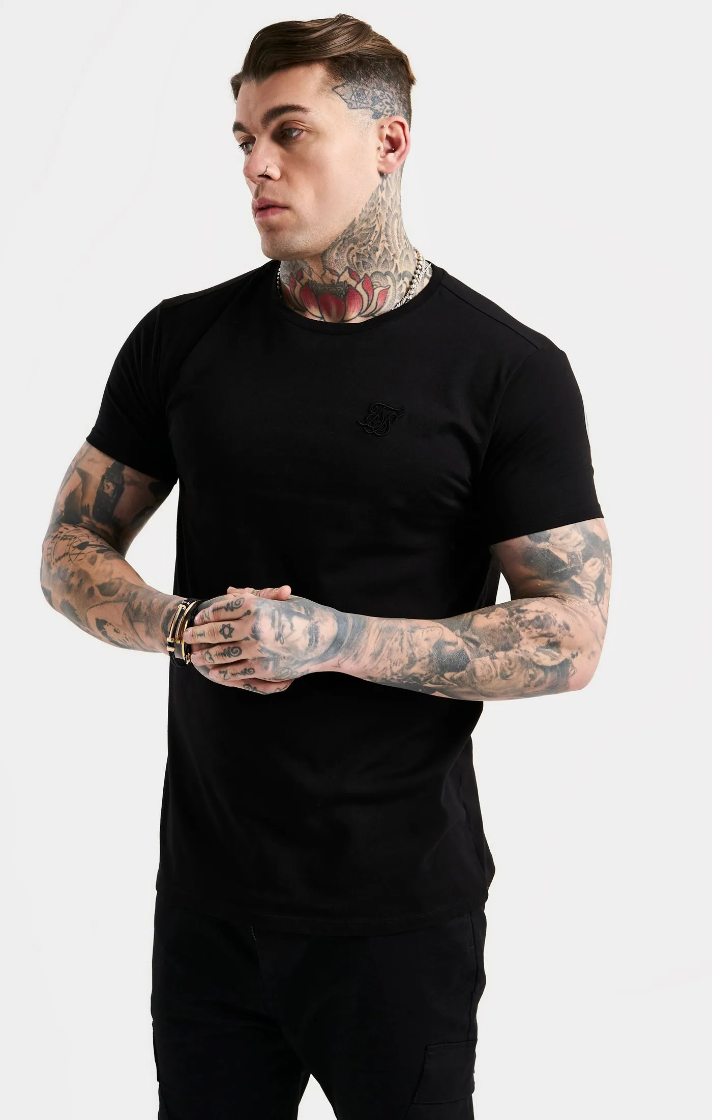 SikSilk Rear Logo T-Shirt - Black & Gold sold by Siksilk
