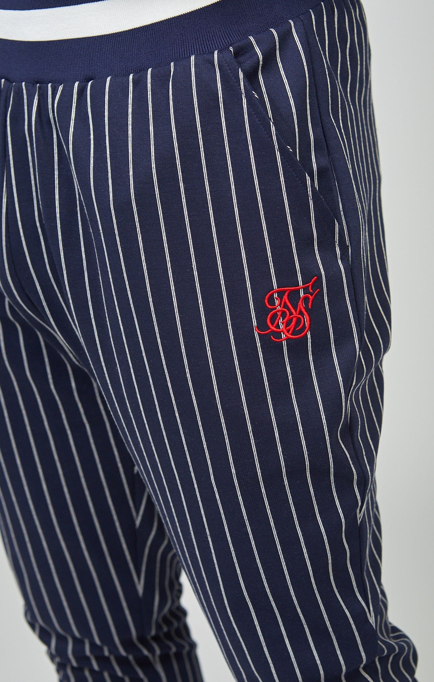 Navy Pinstipe Elasticated Waist Pant sold by Siksilk product image thumbnail 6