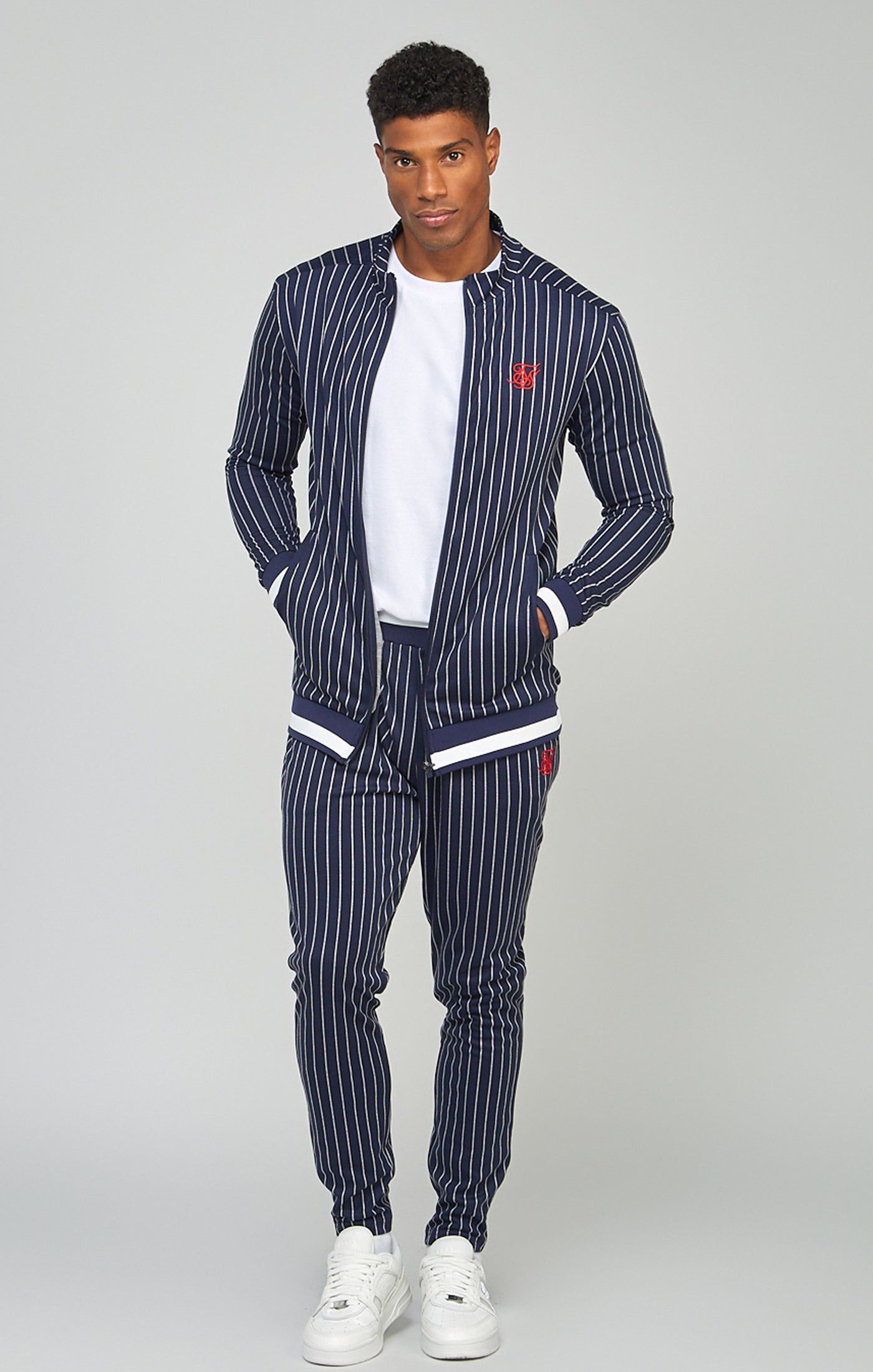 Navy Pinstipe Elasticated Waist Pant sold by Siksilk product image thumbnail 3