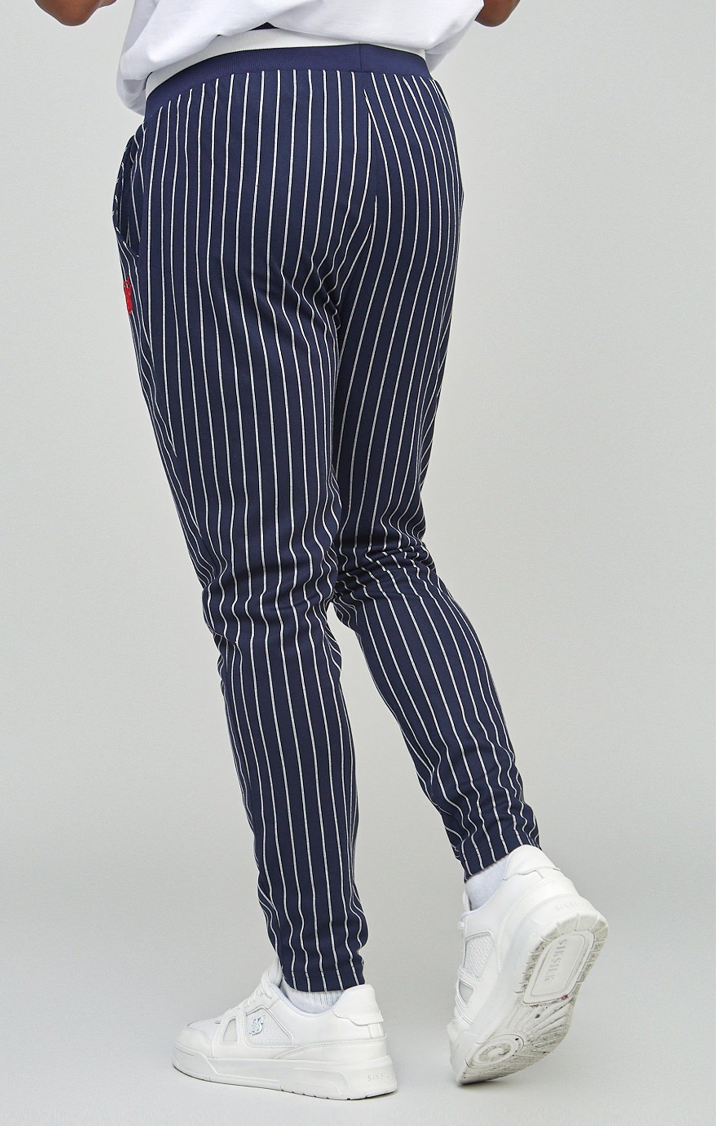 Navy Pinstipe Elasticated Waist Pant sold by Siksilk product image thumbnail 4