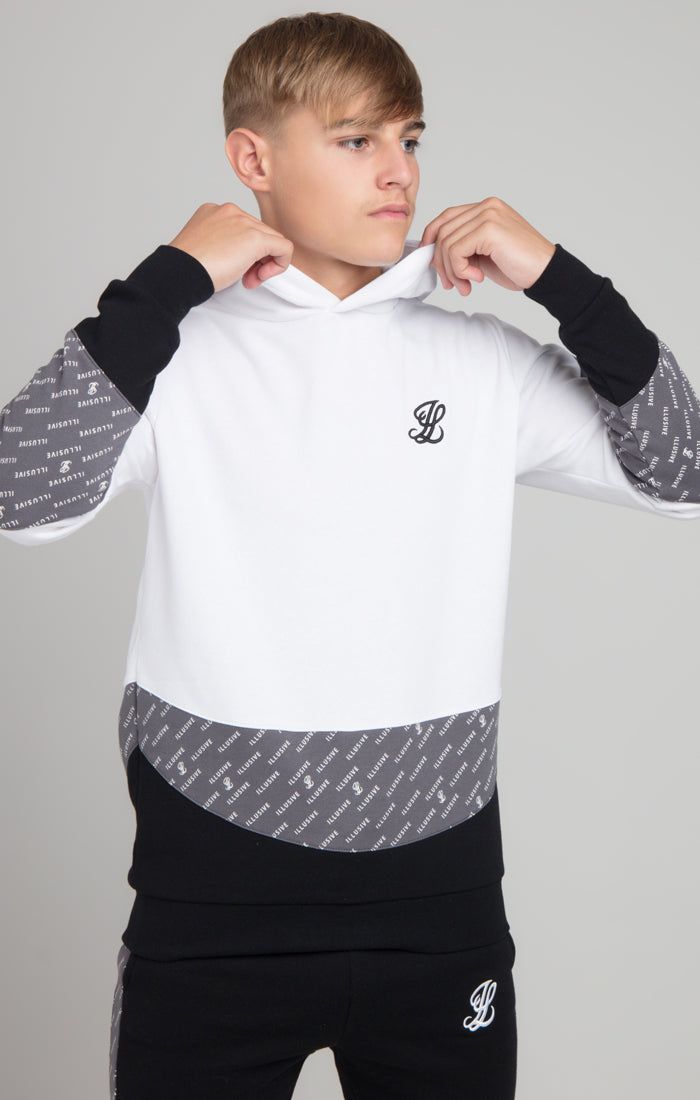 Illusive London Contour Overhead Hoodie - White Grey & Black sold by Siksilk