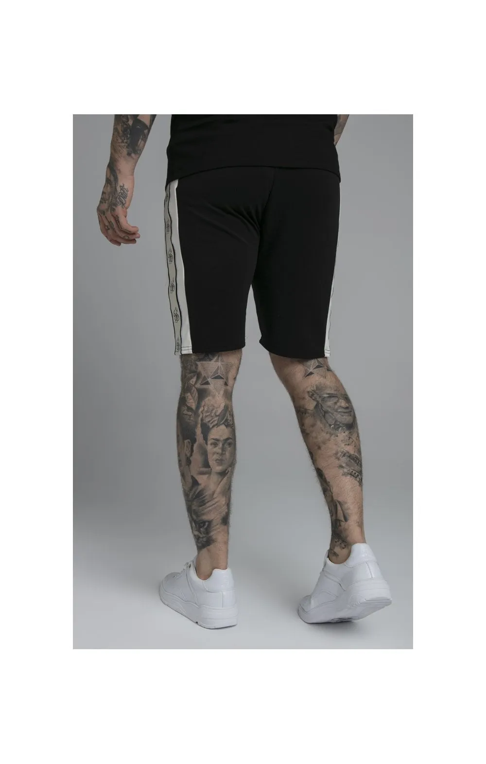 SikSilk Premium Tape Pleated Shorts - Jet Black & Off White sold by Siksilk product image thumbnail 3