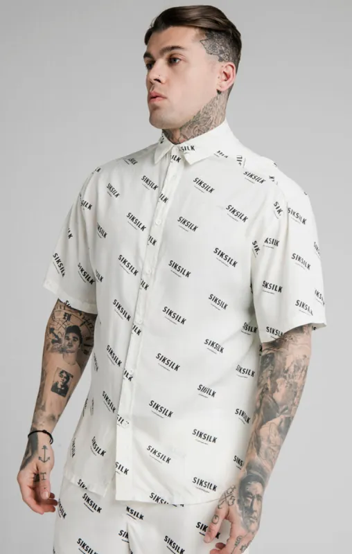 Ecru Print Resort Shirt sold by Siksilk
