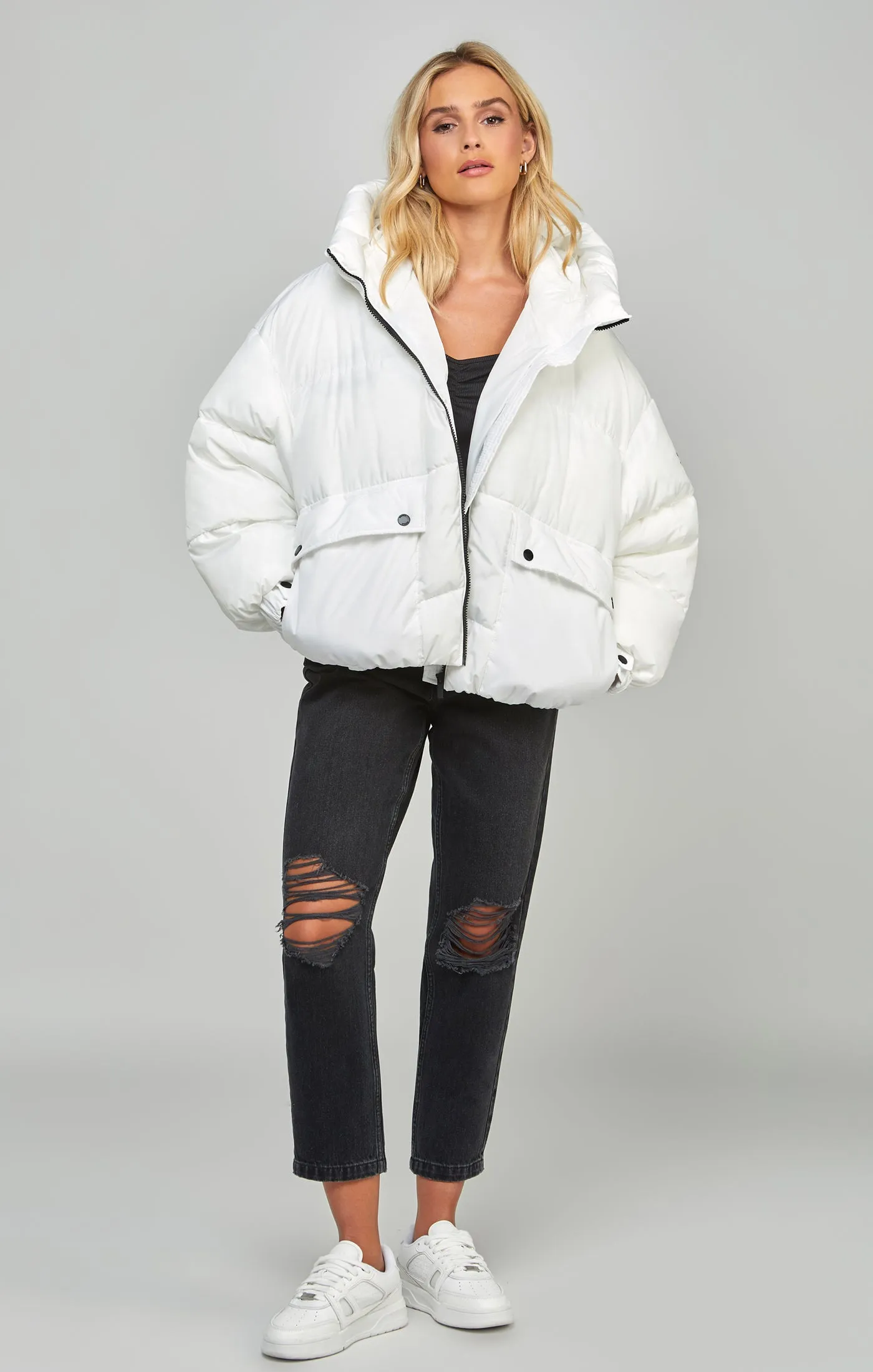 White Oversized Padded Coat sold by Siksilk product image thumbnail 2