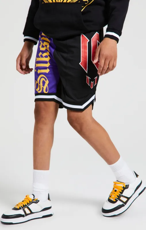 Messi x SikSilk Retro Varsity Basketball Shorts - Black & Purple made by Siksilk