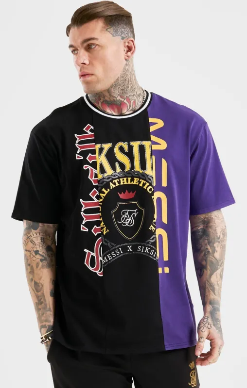 Messi x SikSilk Retro Oversized Tee - Black & Purple sold by Siksilk