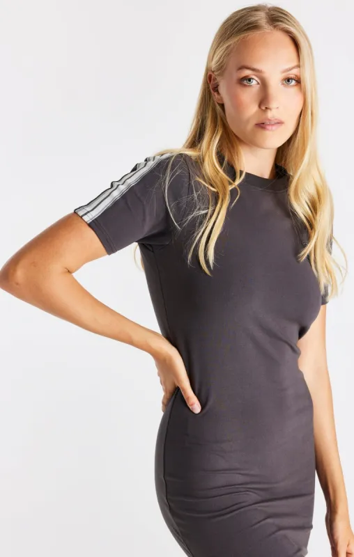 SikSilk Short Sleeve Taped Dress - Grey sold by Siksilk