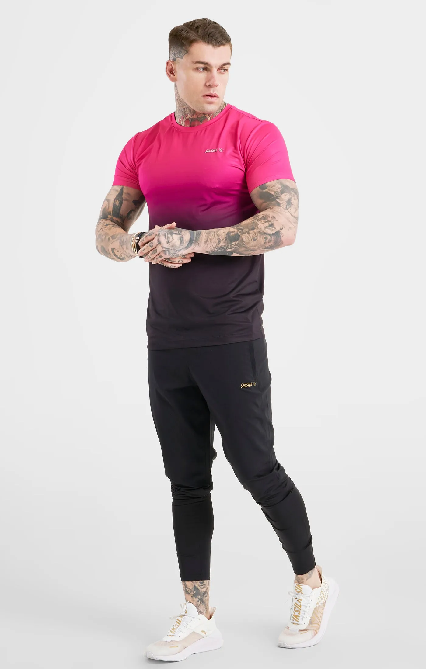 Pink Fade Sports Muscle Fit T-Shirt sold by Siksilk product image thumbnail 3