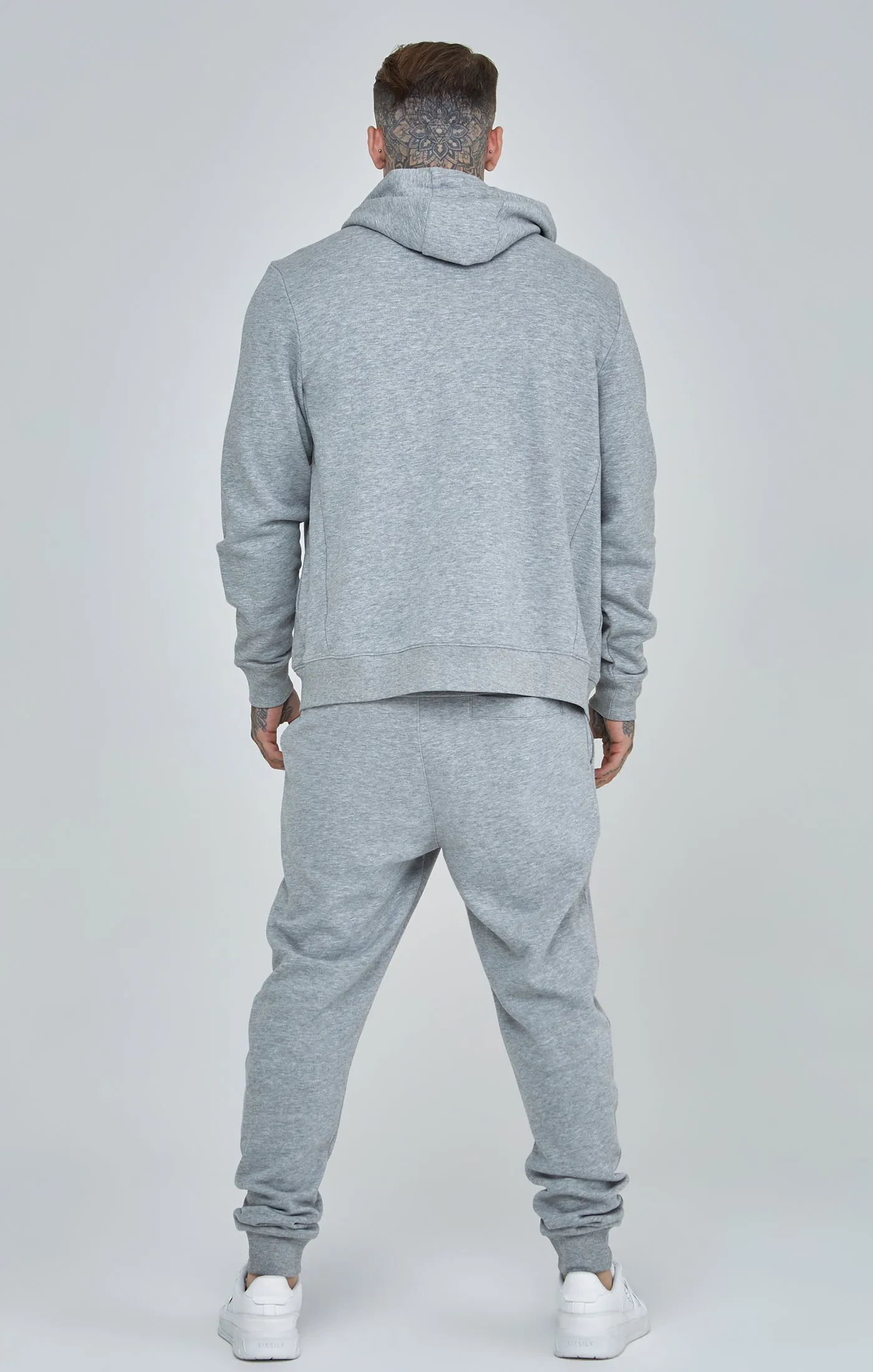Grey Marl Essential Zip-Thru Funnel Hoodie sold by Siksilk product image thumbnail 5