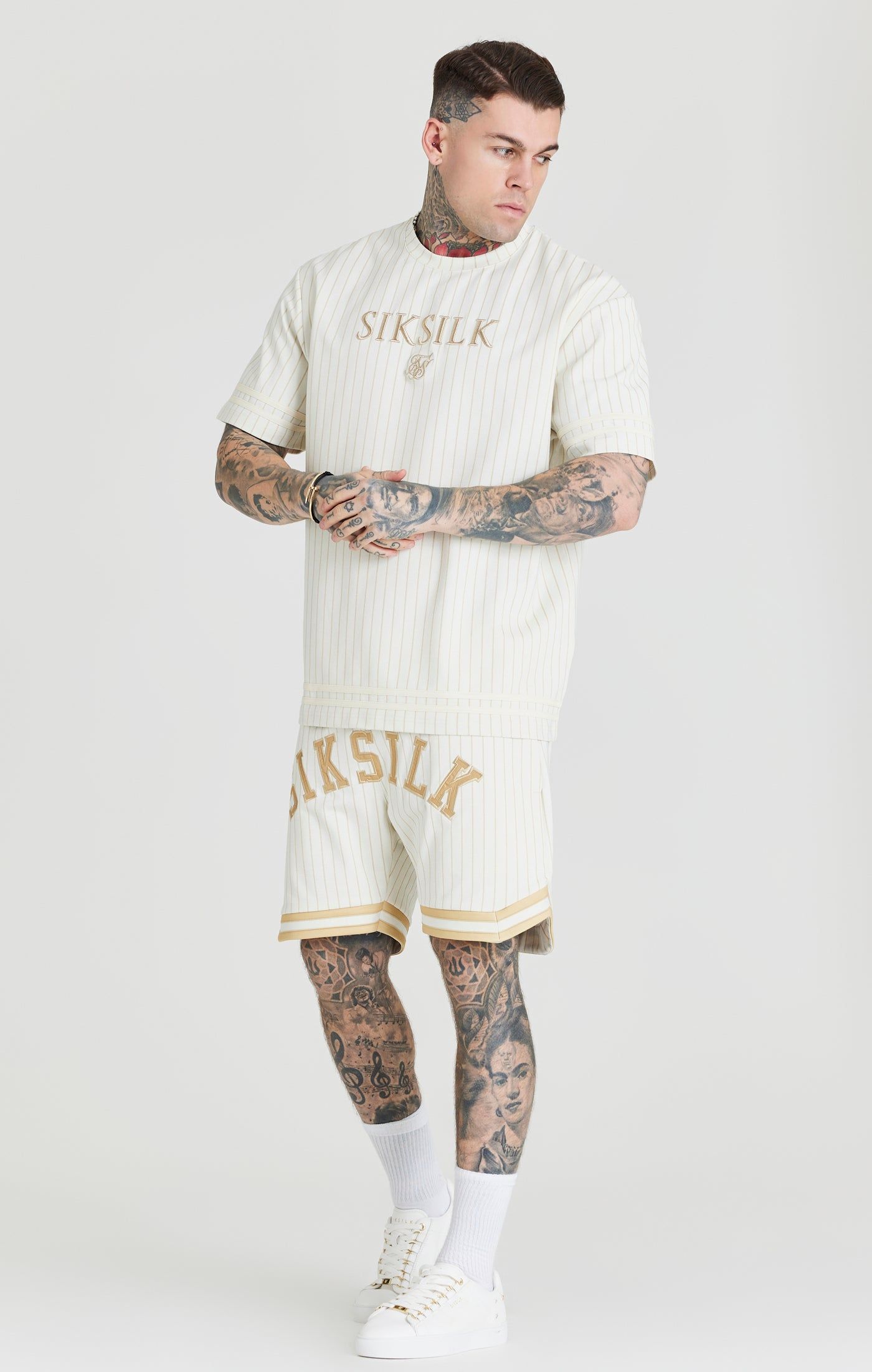 Ecru Retro Stripe Oversized T-Shirt sold by Siksilk product image thumbnail 3