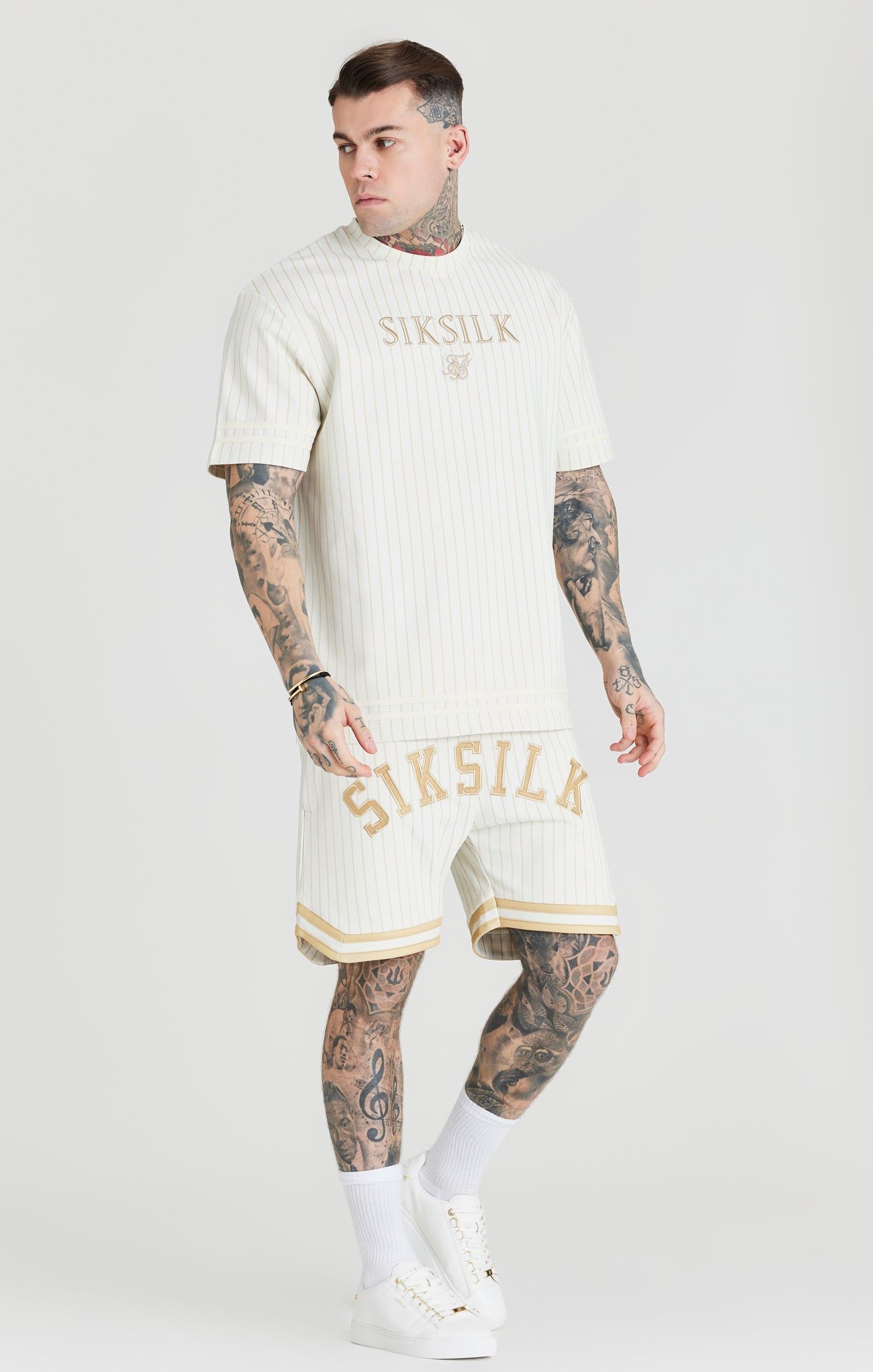 Ecru Retro Stripe Oversized T-Shirt sold by Siksilk product image thumbnail 4