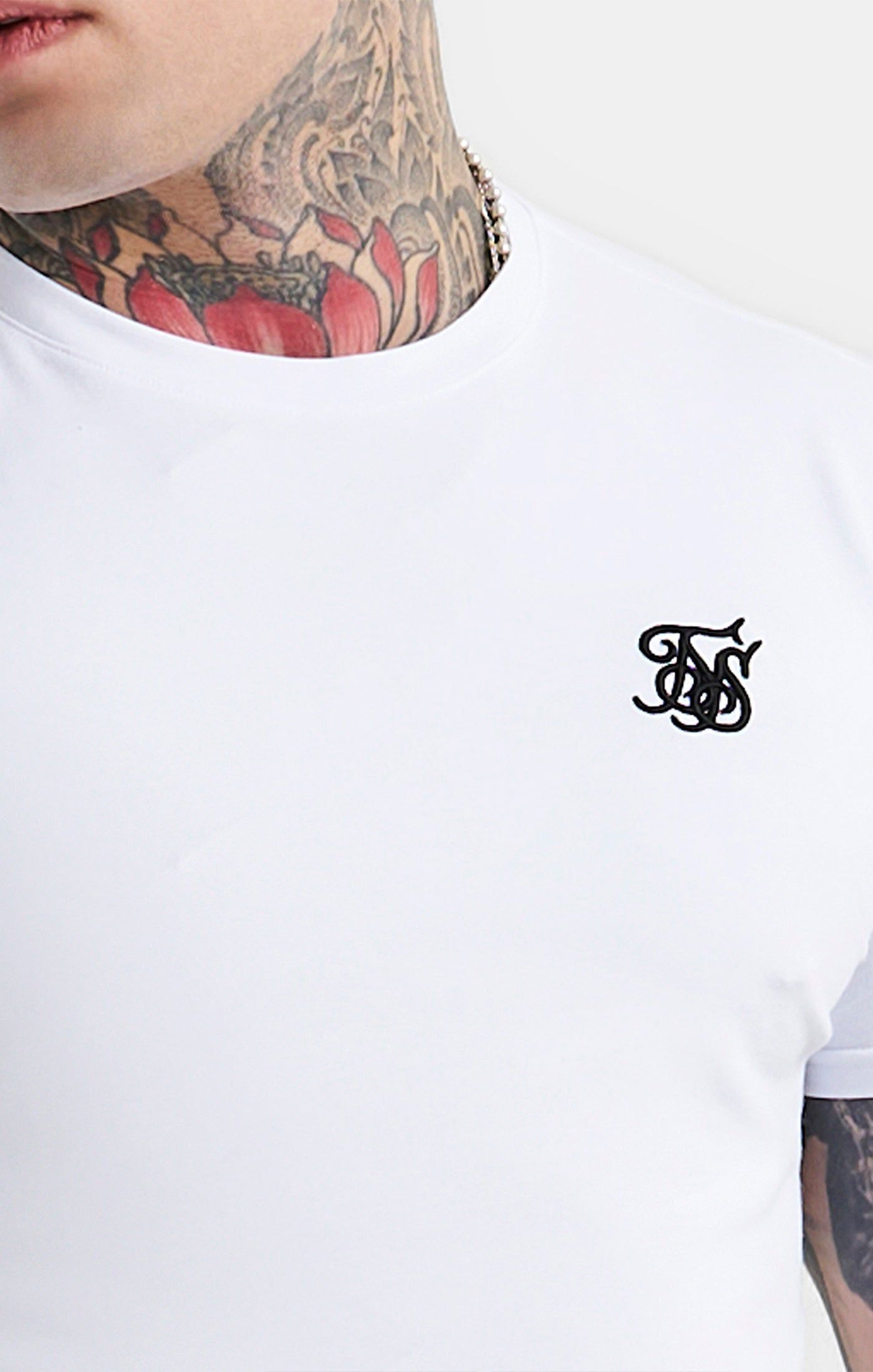White Essential Short Sleeve Muscle Fit T-Shirt sold by Siksilk product image thumbnail 2