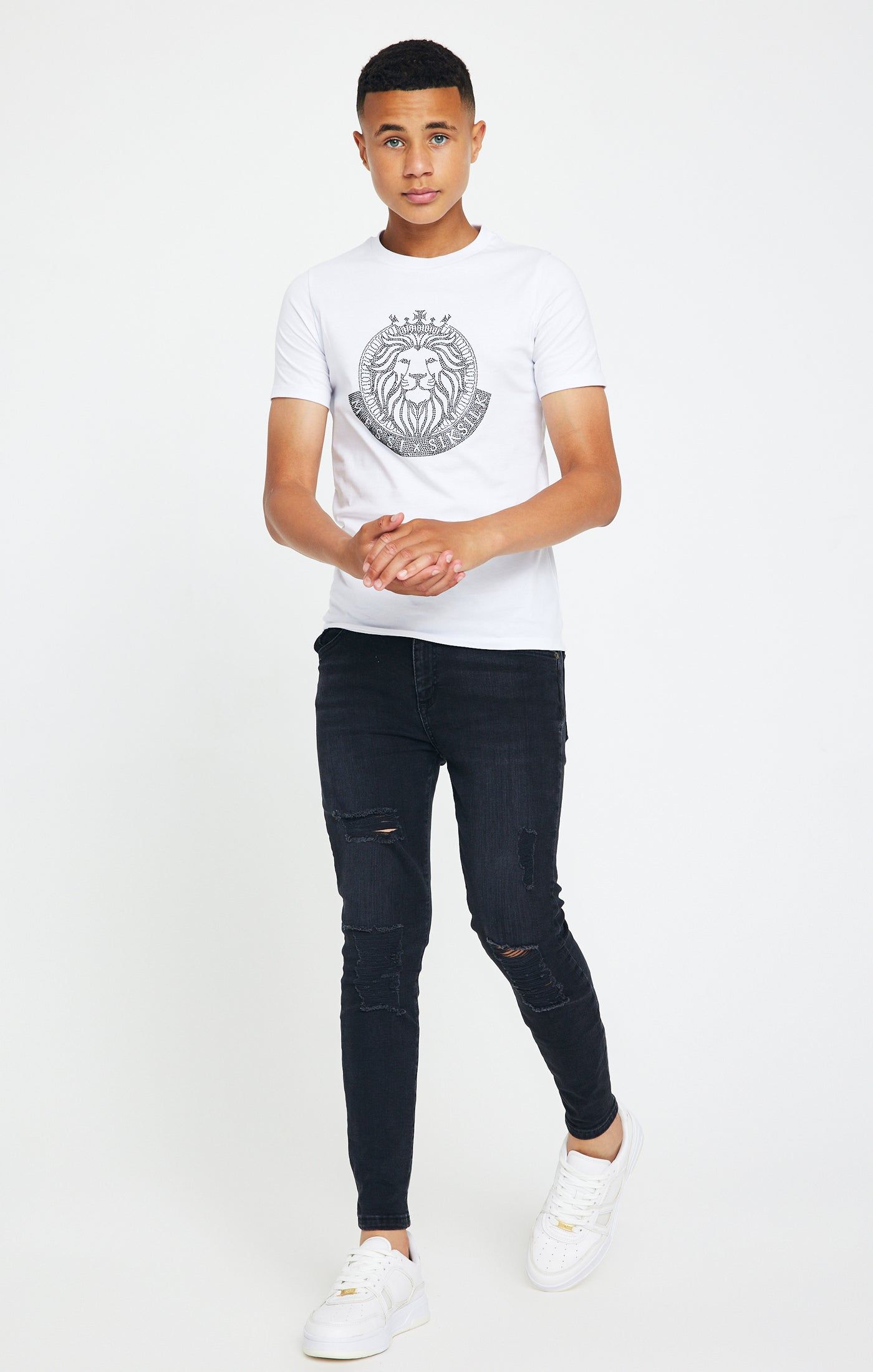 Boys Messi x SikSilk White Rhinestone T-Shirt sold by Siksilk product image thumbnail 4