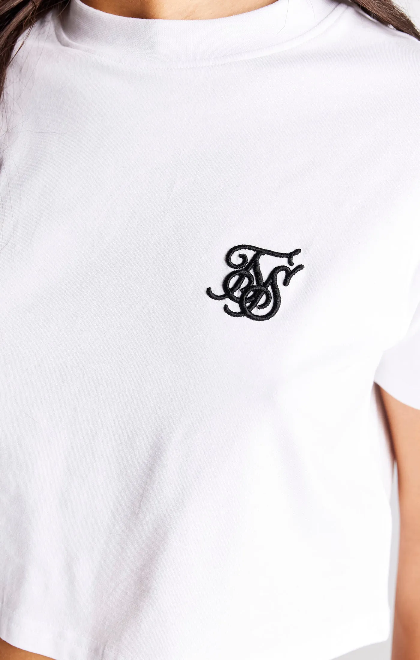 White Essential Box Fit Crop T-Shirt sold by Siksilk product image thumbnail 3