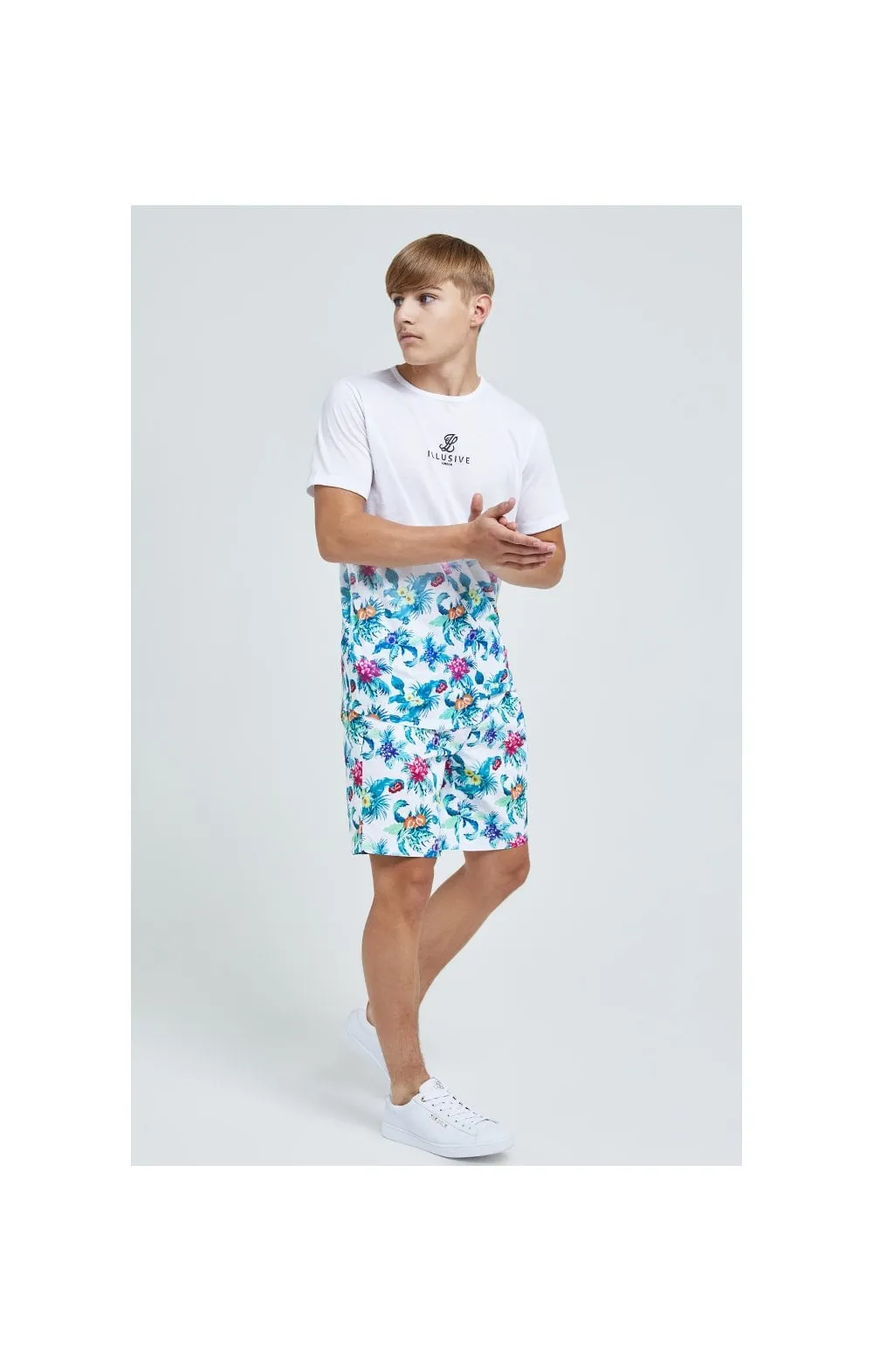Illusive London Fade Tee – White & Floral sold by Siksilk product image thumbnail 4
