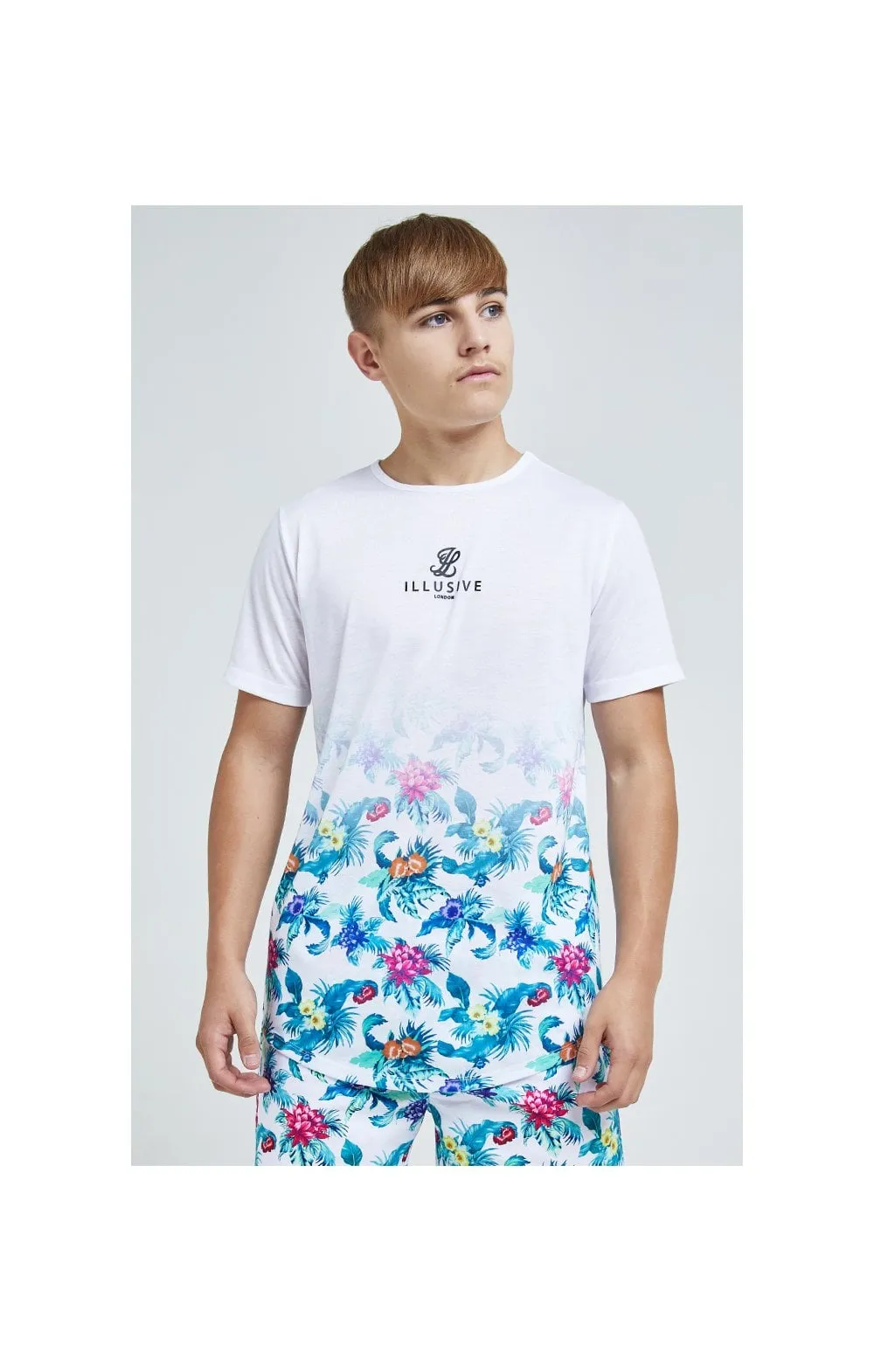 Illusive London Fade Tee – White & Floral sold by Siksilk