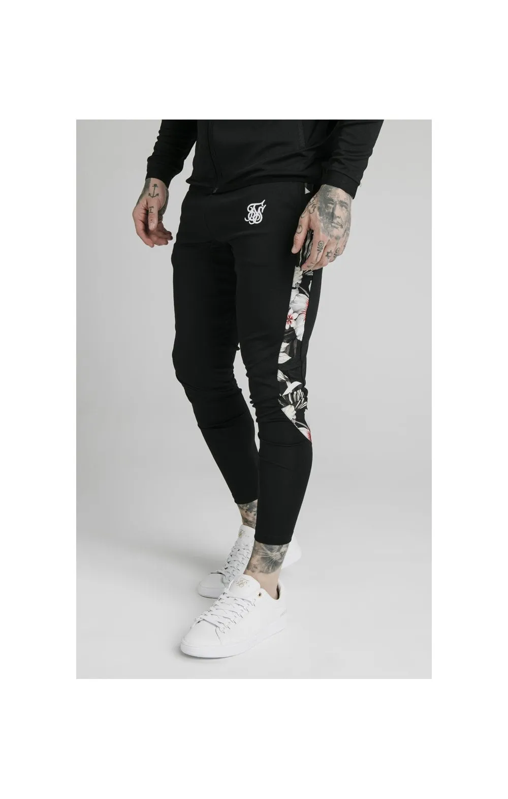 SikSilk Scope Floral Panel Track Pants - Black sold by Siksilk