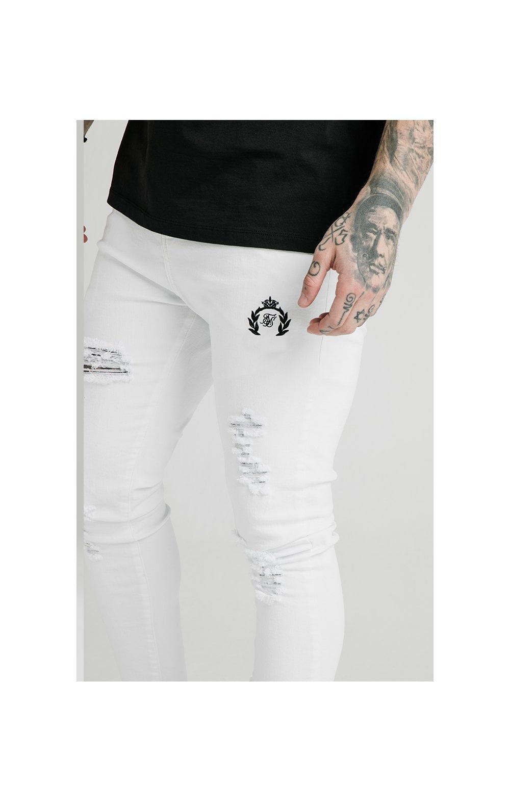 SikSilk Distressed Prestige Skinny Denims - White sold by Siksilk product image thumbnail 4