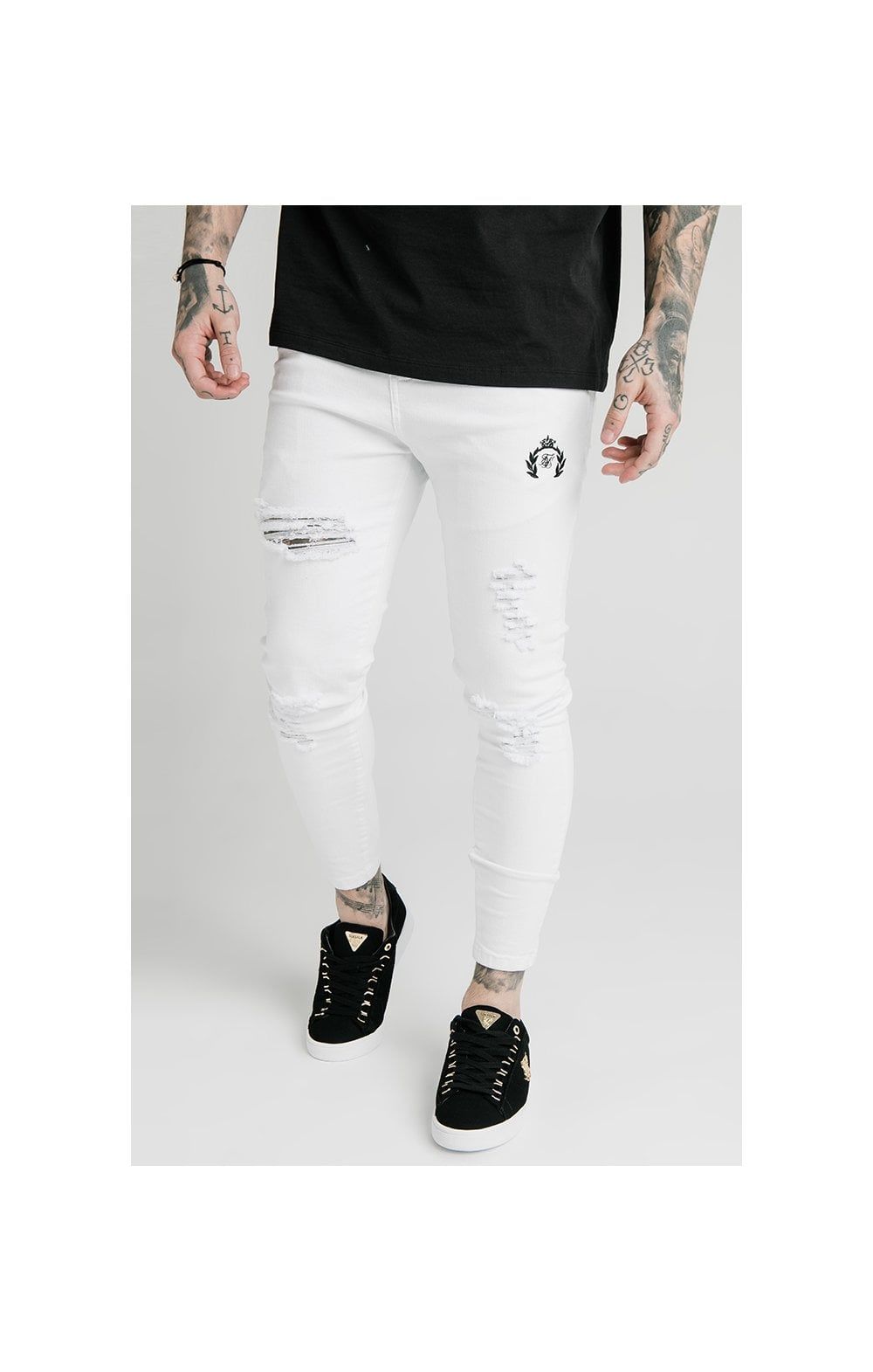 SikSilk Distressed Prestige Skinny Denims - White sold by Siksilk