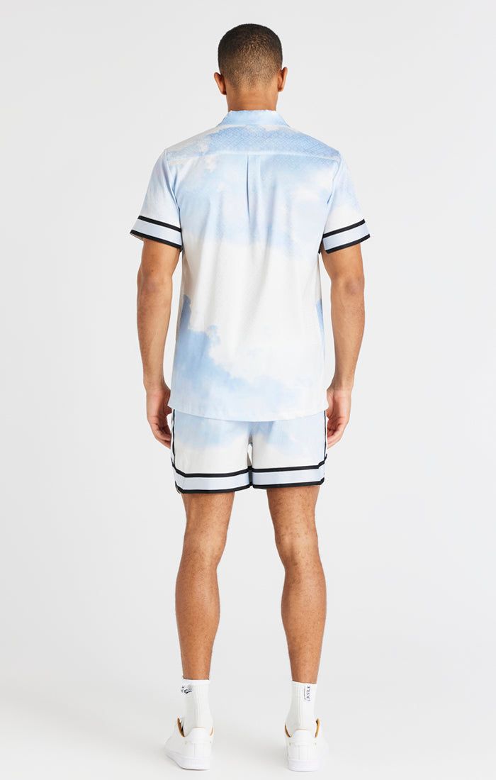 Blue And White Taped Sleeve Resort Shirt sold by Siksilk product image thumbnail 6
