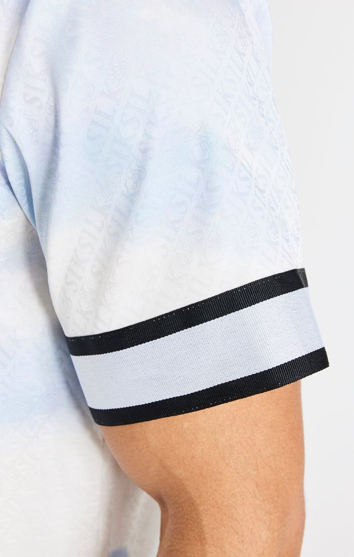 Blue And White Taped Sleeve Resort Shirt sold by Siksilk product image thumbnail 3