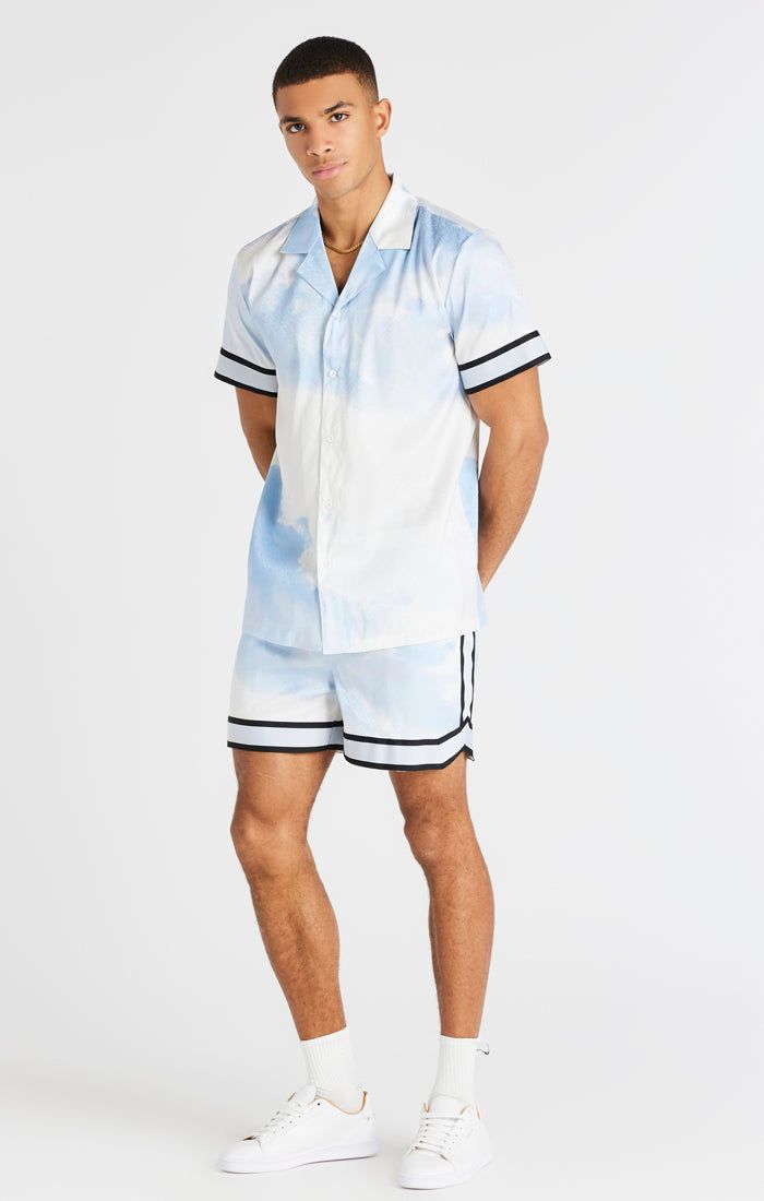 Blue And White Taped Sleeve Resort Shirt sold by Siksilk product image thumbnail 4