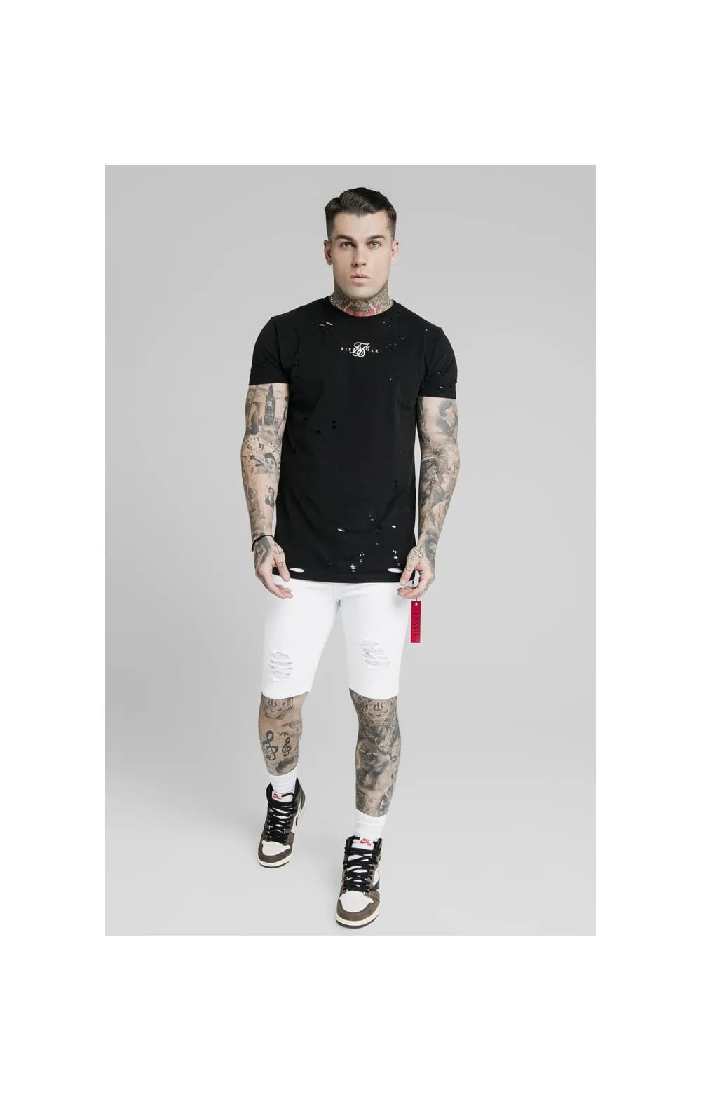 SikSilk Distressed Denim Flight Shorts - White sold by Siksilk product image thumbnail 5