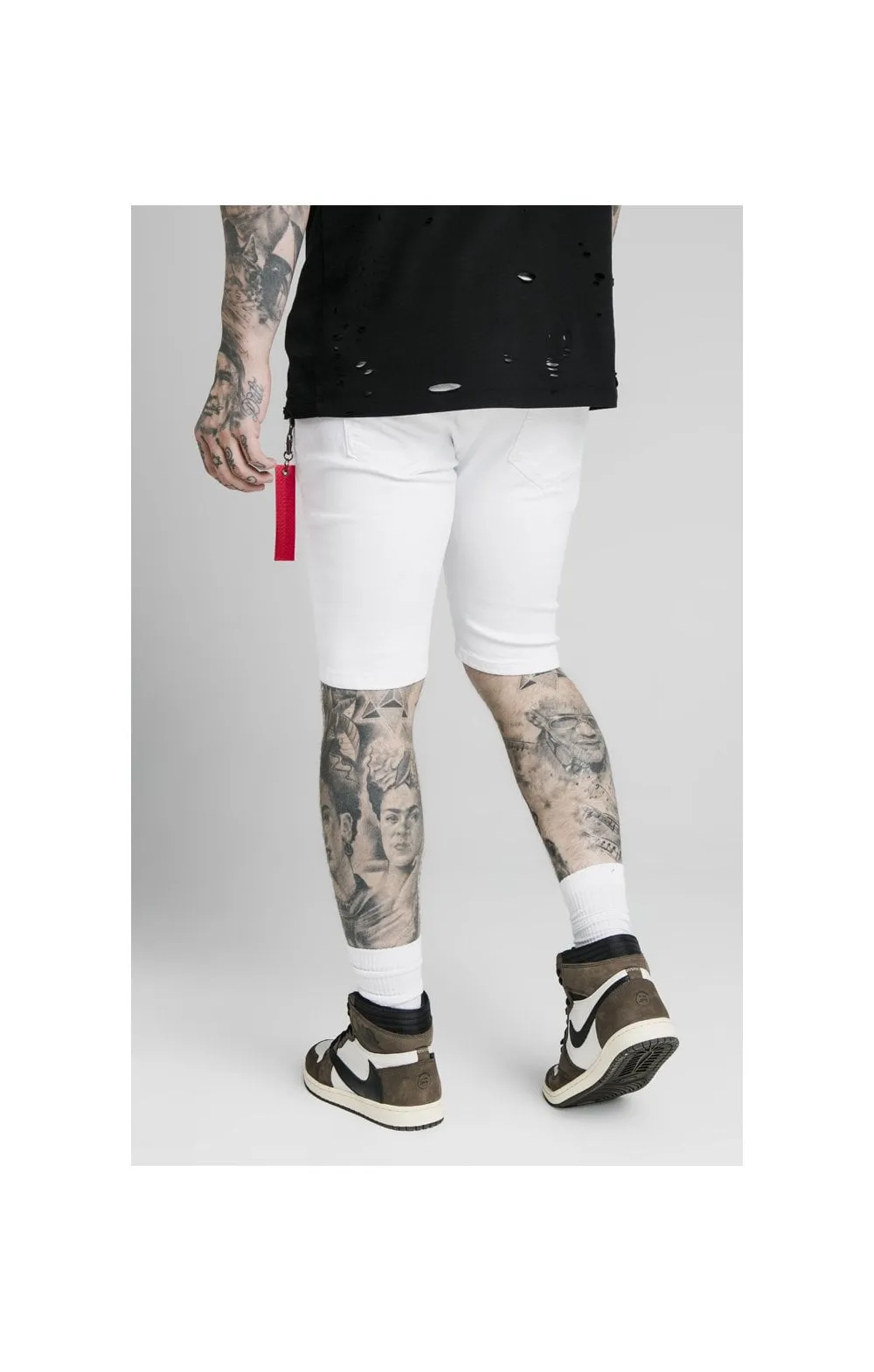 SikSilk Distressed Denim Flight Shorts - White sold by Siksilk product image thumbnail 2
