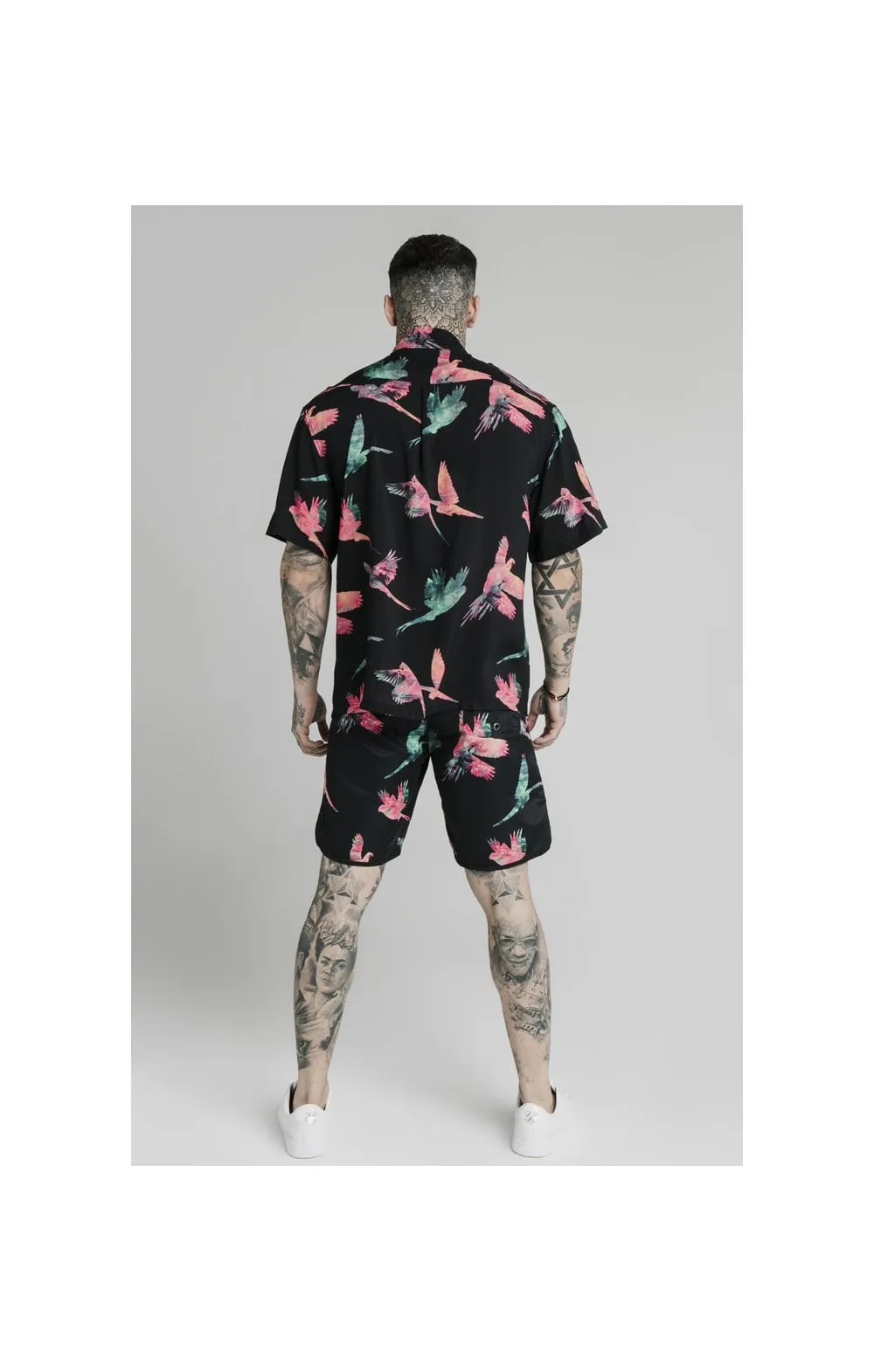 SikSilk High Collar Resort Shirt - Black,Teal & Pink sold by Siksilk product image thumbnail 5