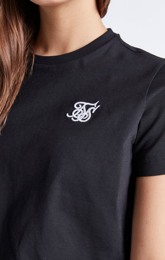 Girls Black Essentials Cropped T-Shirt sold by Siksilk product image thumbnail 2