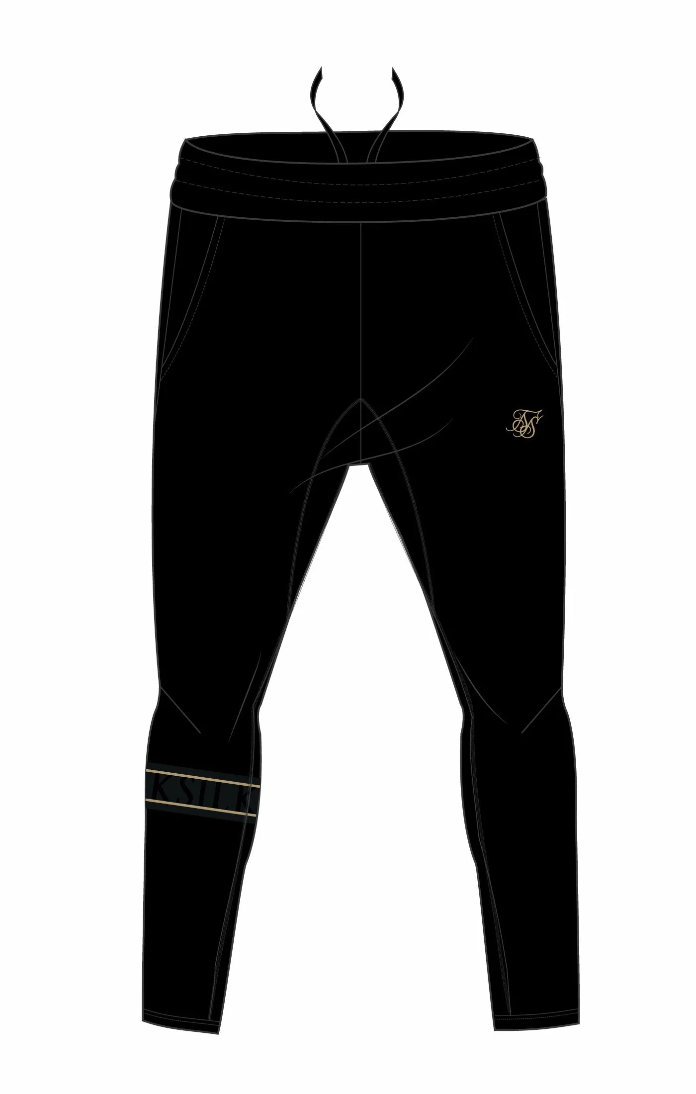 Black & Gold Skin Fit Taped Jogger sold by Siksilk