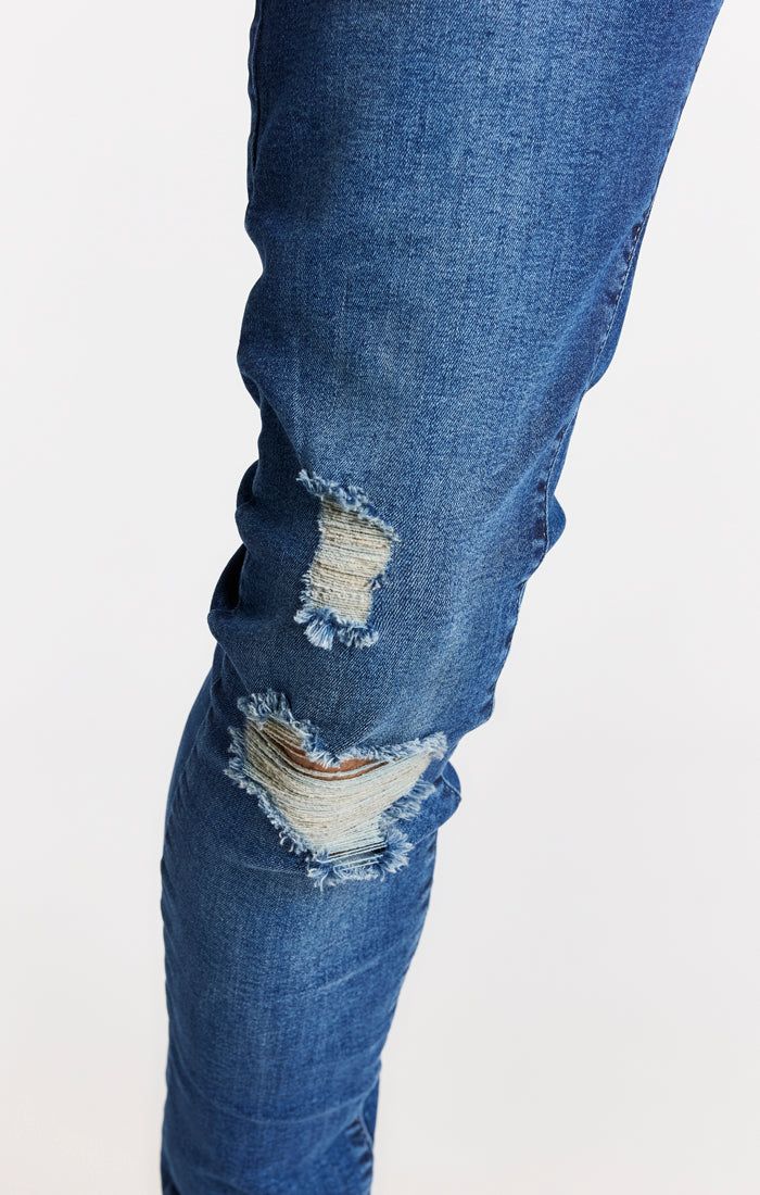 Blue Distressed Slim Fit Jean sold by Siksilk product image thumbnail 5