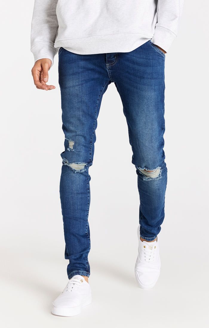 Blue Distressed Slim Fit Jean sold by Siksilk product image thumbnail 2