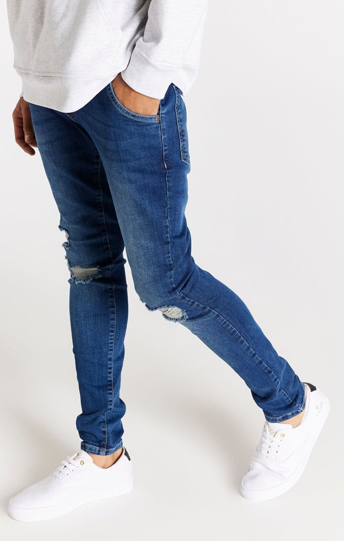 Blue Distressed Slim Fit Jean sold by Siksilk product image thumbnail 3