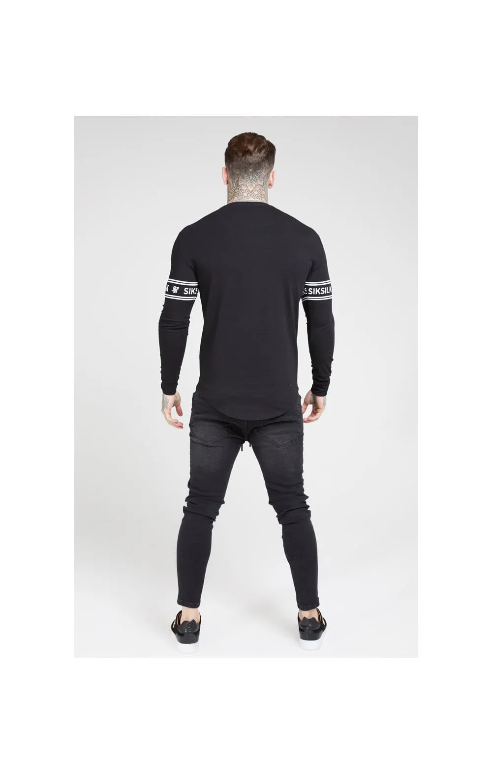 SikSilk L/S Branded Gym Tee – Black sold by Siksilk product image thumbnail 5