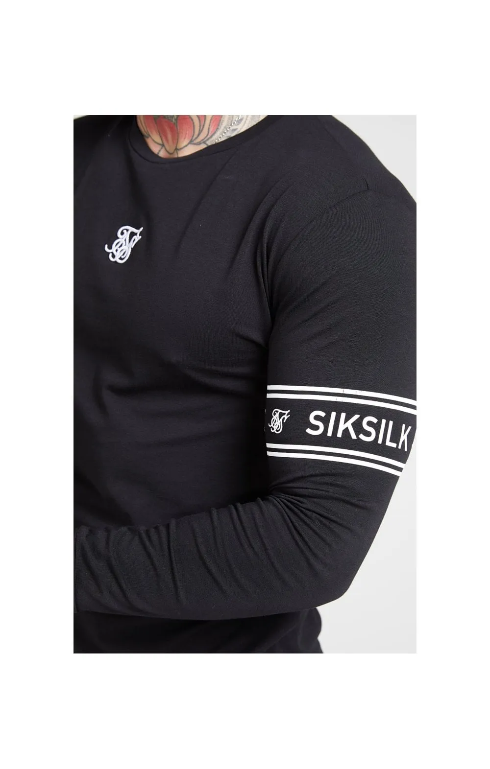 SikSilk L/S Branded Gym Tee – Black sold by Siksilk product image thumbnail 2