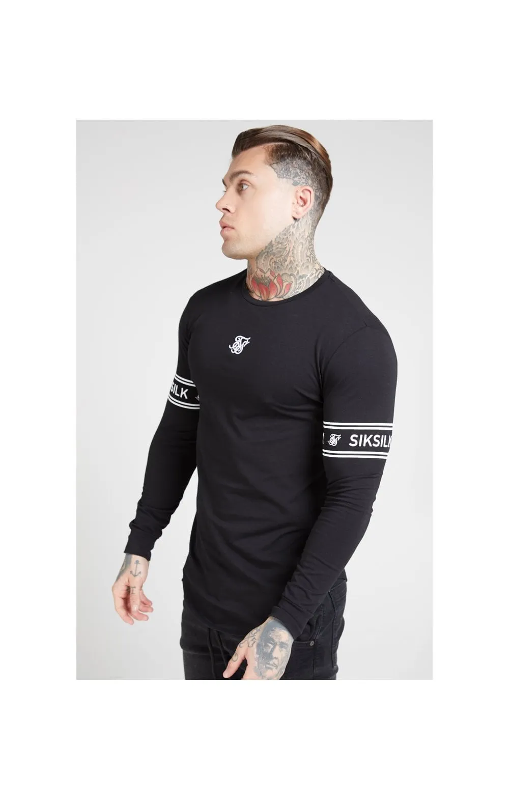 SikSilk L/S Branded Gym Tee – Black sold by Siksilk product image thumbnail 3