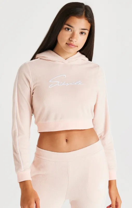 SikSilk Signature Towelling Cropped Hood - Pink sold by Siksilk