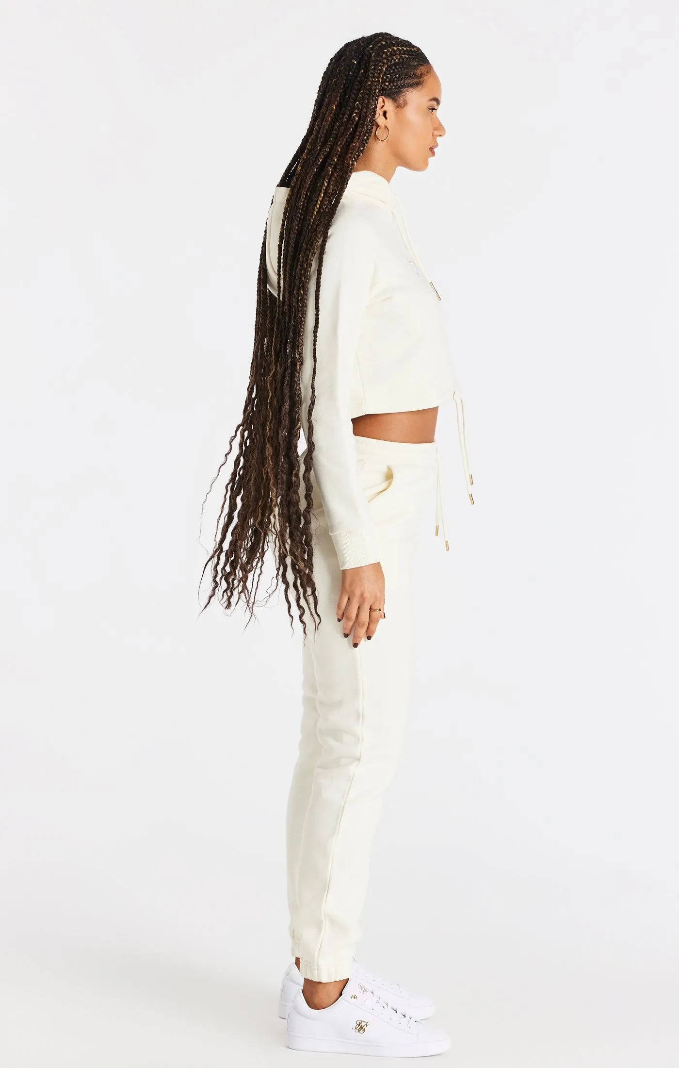 Ecru Cropped Hoodie sold by Siksilk product image thumbnail 4