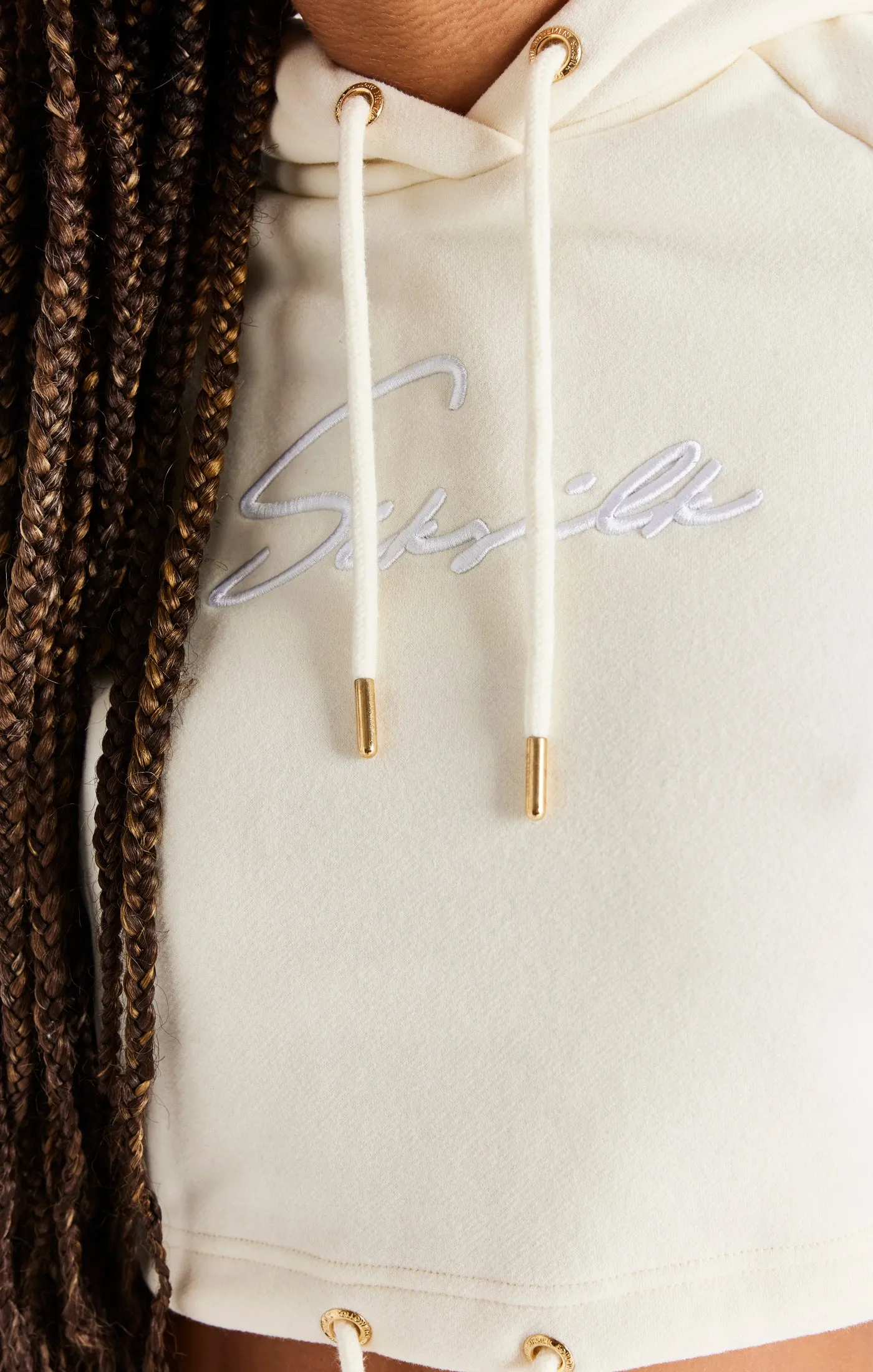 Ecru Cropped Hoodie sold by Siksilk product image thumbnail 2