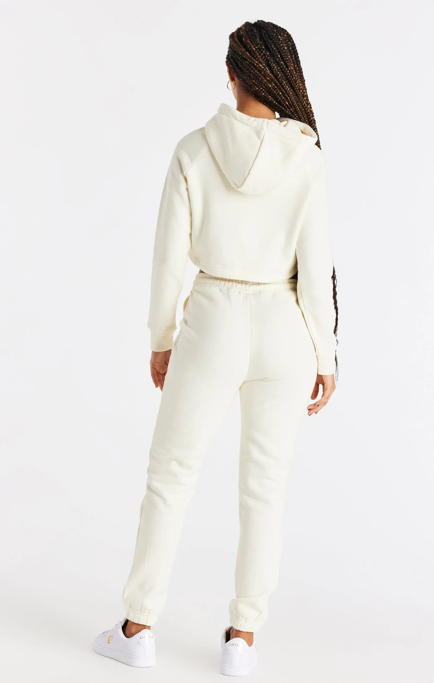 Ecru Cropped Hoodie sold by Siksilk product image thumbnail 5