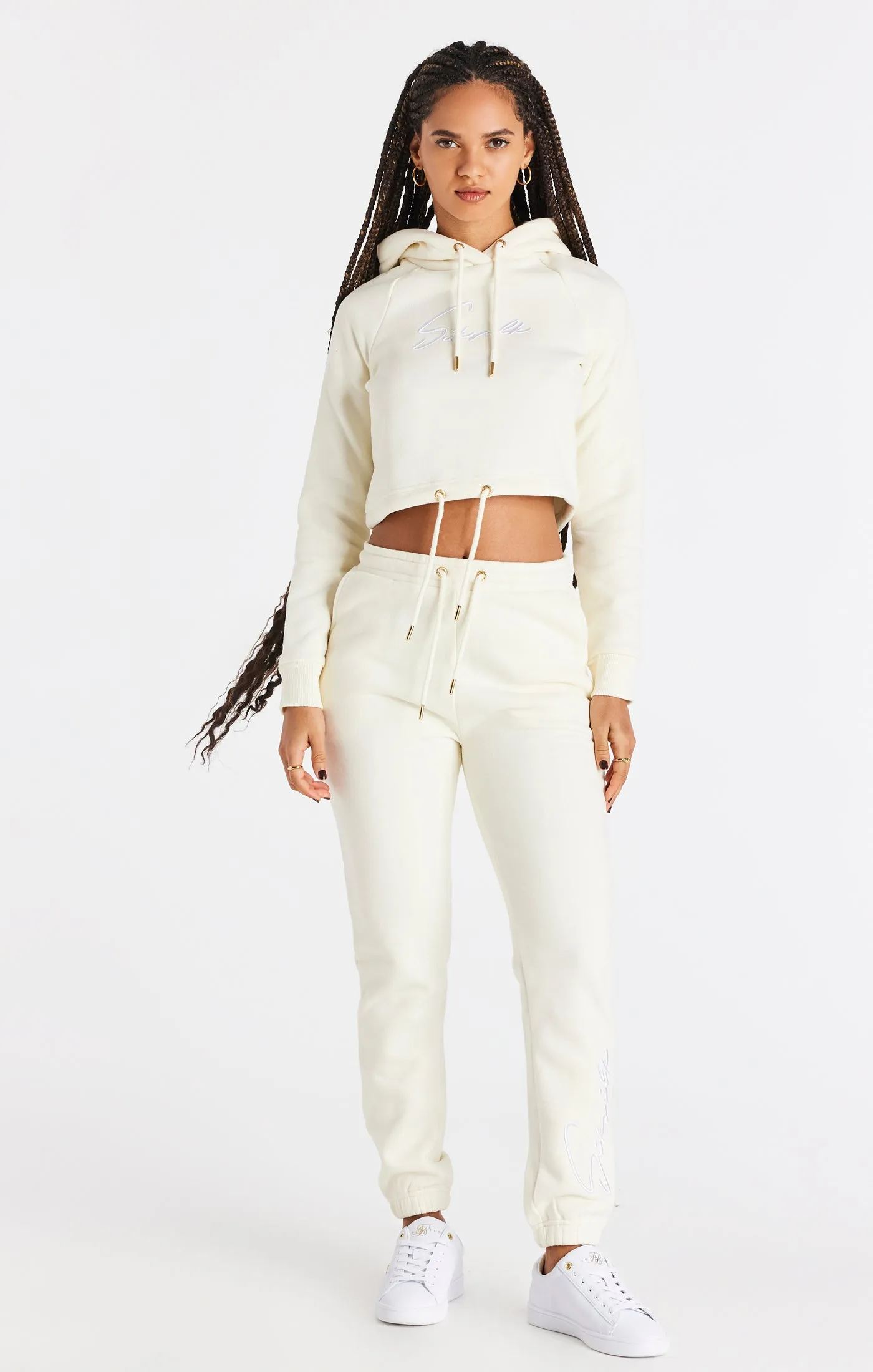 Ecru Cropped Hoodie sold by Siksilk product image thumbnail 3