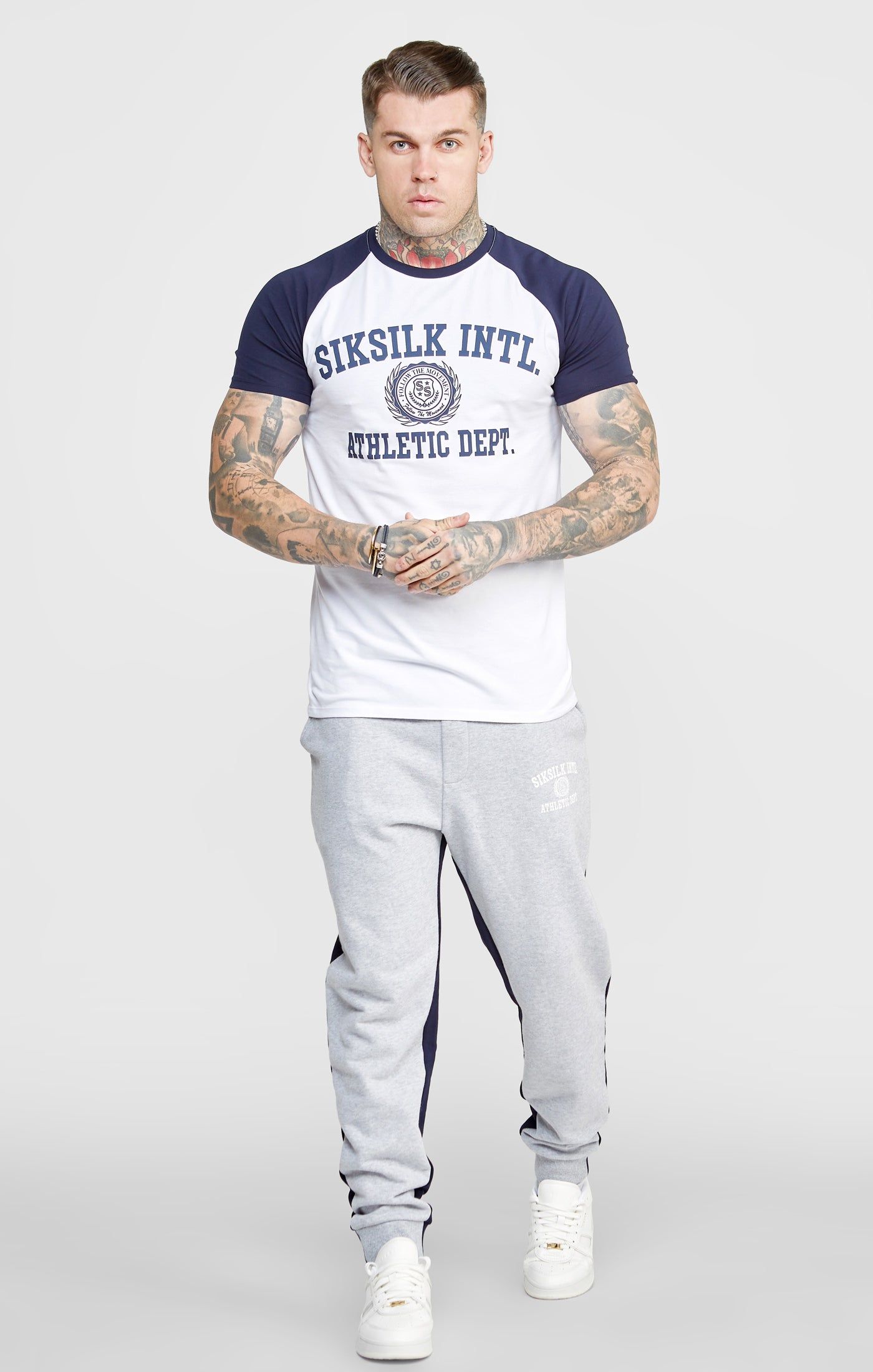 White Raglan Sleeve Muscle Fit Graphic T-Shirt sold by Siksilk product image thumbnail 3