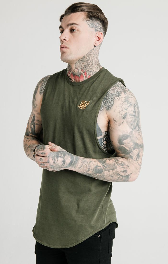 SikSilk Standard Drop Down Vest - Khaki & Gold sold by Siksilk