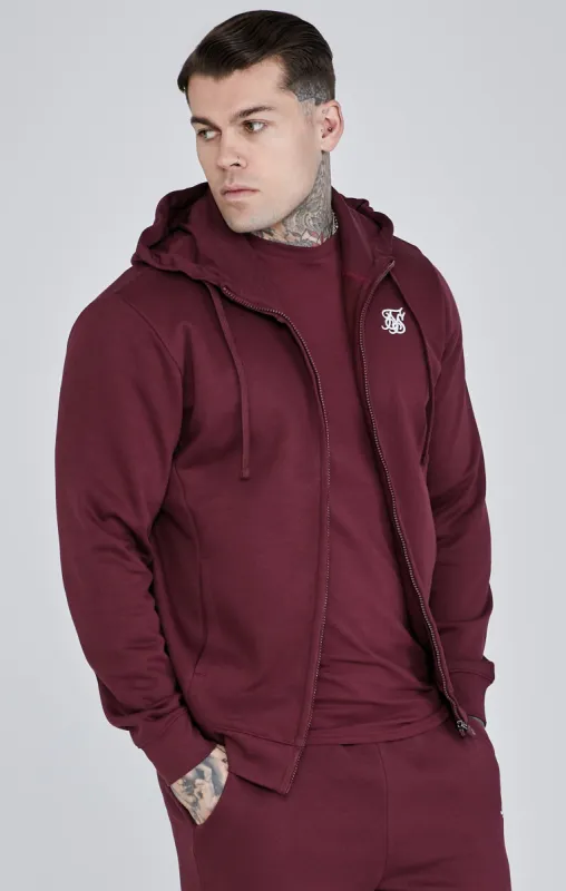 Burgundy Essentials Full Zip Hoodie sold by Siksilk