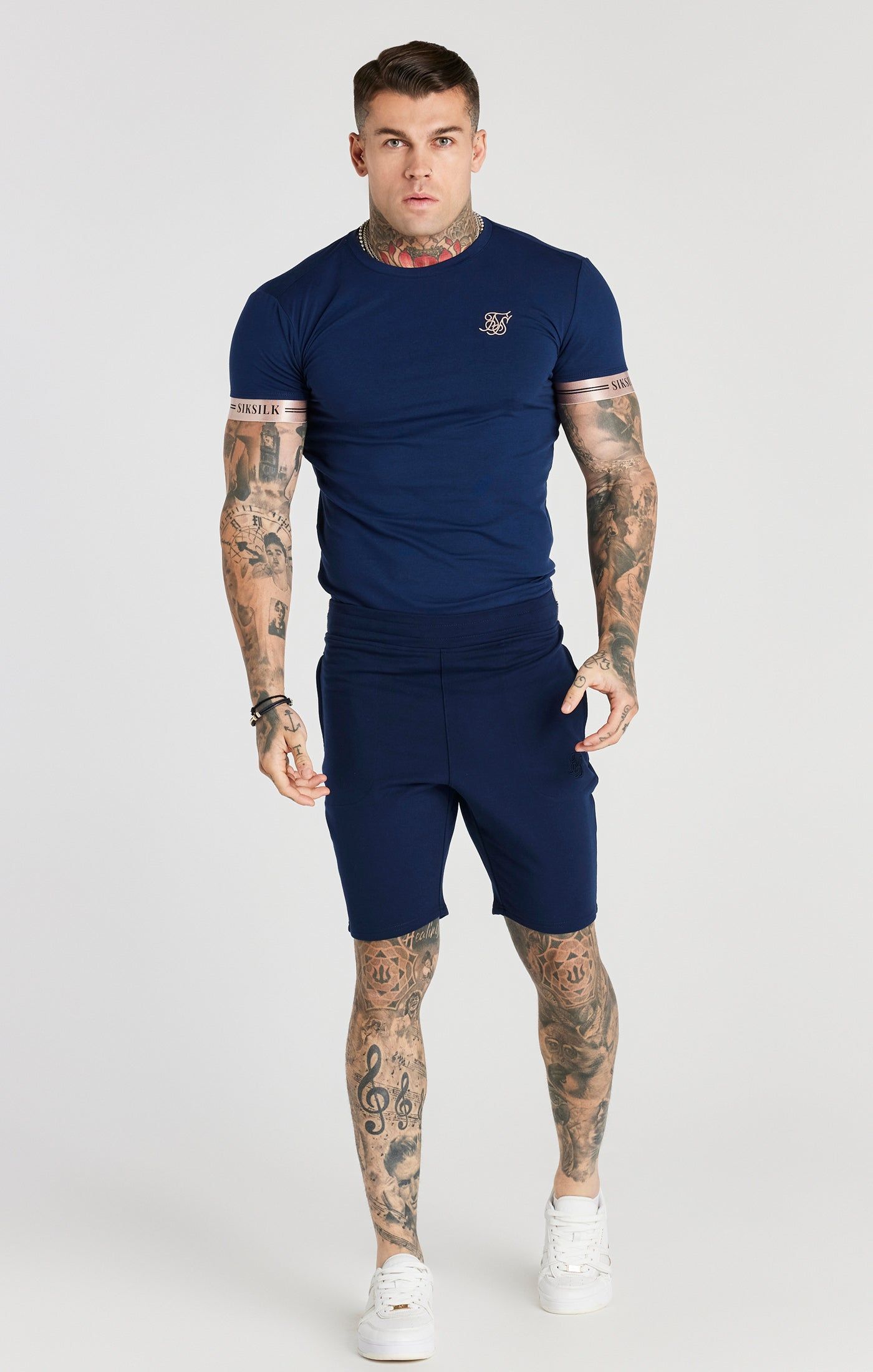 Navy Elastic Cuff T-Shirt sold by Siksilk product image thumbnail 2