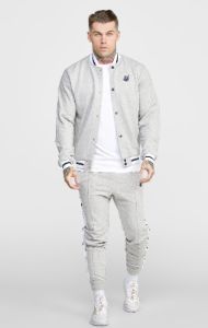 Grey Marl Collegiate Logo Varsity Jacket sold by Siksilk